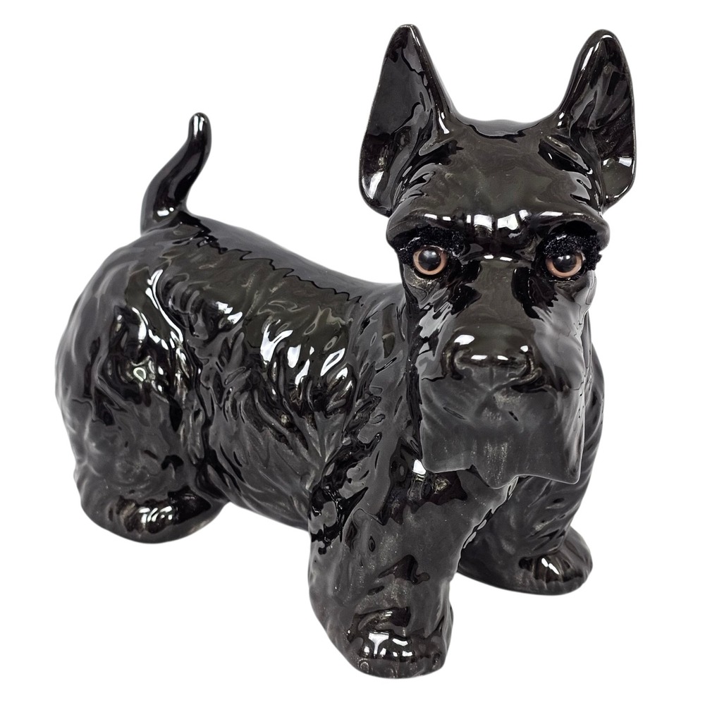 Vintage Mid Century Scottish Terrier Figurine Large Ceramic Decor Scottie Dog